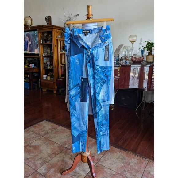 NWT  Like an Angel denim patch stretch leggings  Sz S - Picture 3 of 13